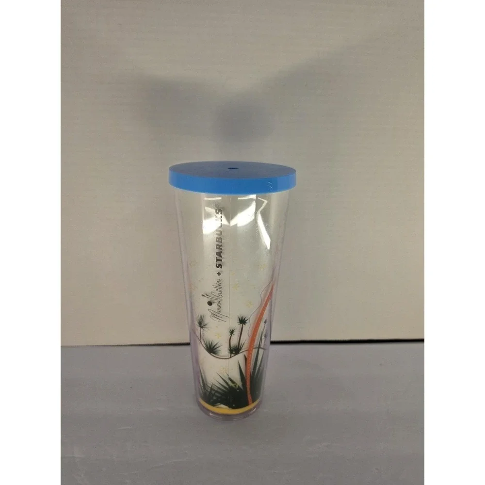 Starbucks x Manuel Swirls 16 oz Double Wall Tumbler Blue Lid Reusable Cup EUC